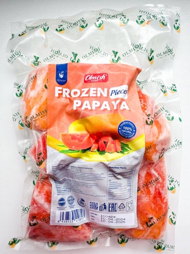 Папайя замороженная (кусочки)  Olmish Premium 500гр, кор 10кг